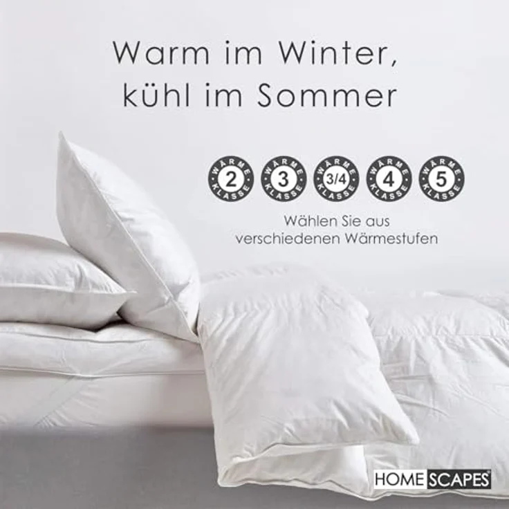 Homescapes Federbettdecke Winterbettdecke 135x200 cm – Entenfedern & Daunen, Wärmeklasse 4, Füllung: 85 % Entenfedern, 15 % Entendaunen – Bild 7