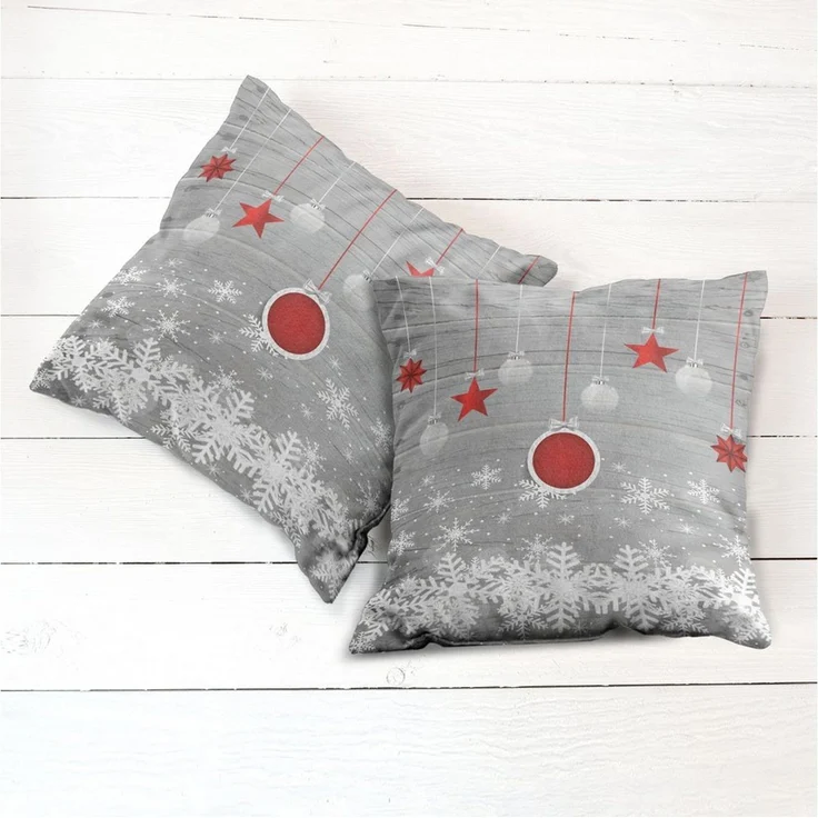 Abakuhaus Kissenbezüge Modern Accent Doppelseitiger Digitaldruck, (2 Stück), Weihnachten Sterne-Flitter Schnee – Bild 2