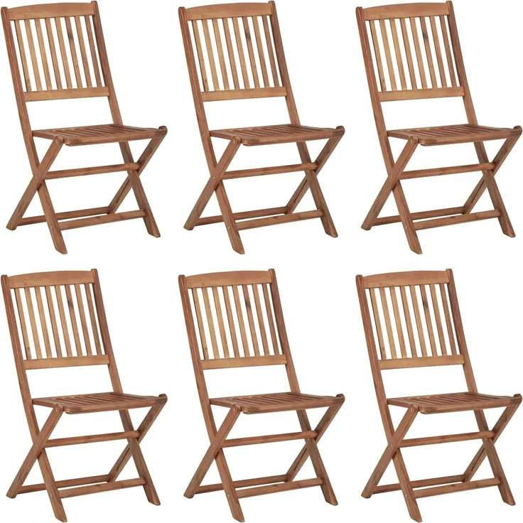vidaXL Klappbare Gartenstühle 6 Stk. mit Kissen Massivholz Akazie 3075013