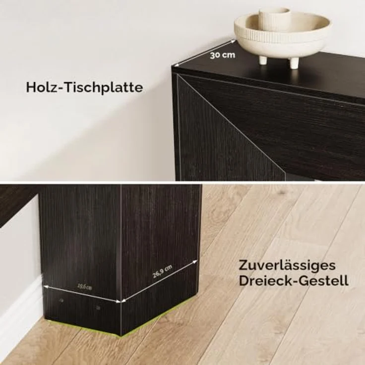 LITTLE TREE Konsolentisch für den Eingangsbereich, 160 cm extra Langer schwarzer Sofatisch aus Holz für das Wohnzimmer, moderner Flurtisch für den Eingangsbereich, einfache Montage – Bild 5