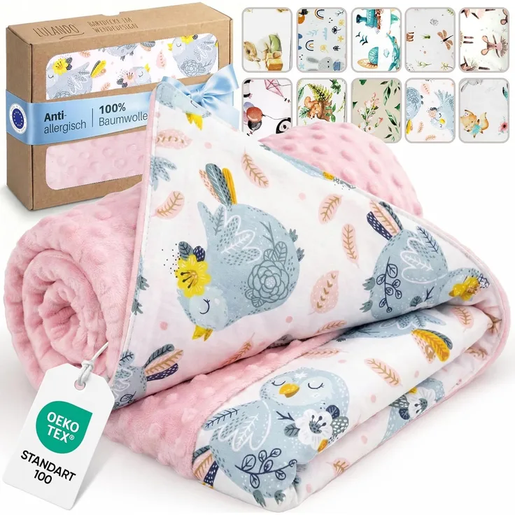 Babydecke LULANDO 100x75 cm flauschige Kuscheldecke für Neugeborene, Lulando, antiallergisch, pflegeleicht, 100% Baumwolle