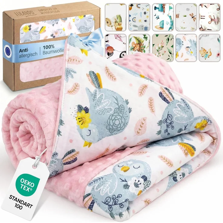 Babydecke LULANDO 100x75 cm flauschige Kuscheldecke für Neugeborene, Lulando, antiallergisch, pflegeleicht, 100% Baumwolle