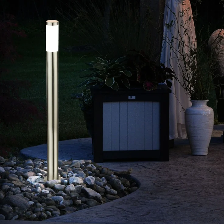 LED Stehlampe, Edelstahl, opal, H 110 cm – Bild 7