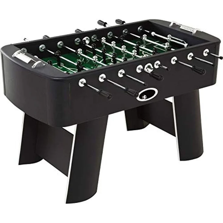 Kare Design Kicker Style schwarz/silber, Kickertisch, Fußballtisch, kugelgelagert, inkl. 4 Bälle, Figuren austauschbar, Fußballkicker, 90 x 125 x 145 cm (H/B/T) – Bild 4