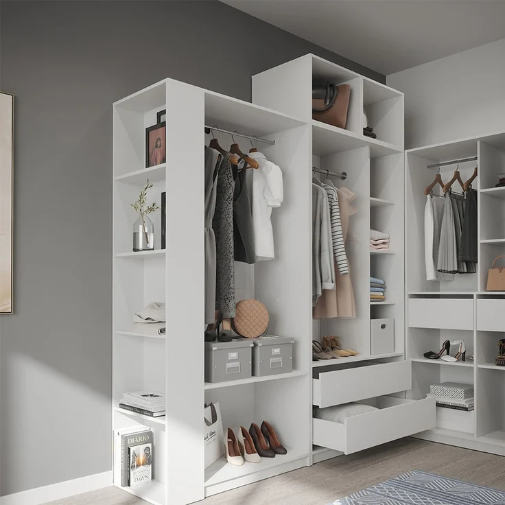 Kleiderschrank Elmo Weiß 100 x 200 cm 3er Set Vicco – Bild 5