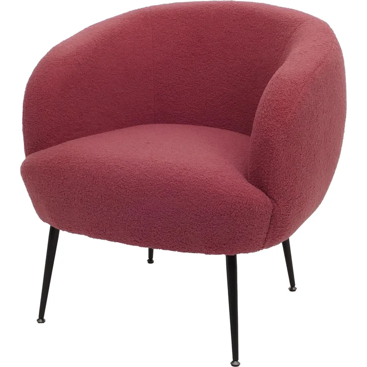 Lounge-Sessel HWC-O37, Cocktail-/Clubsessel Polstersessel Sessel, Stoff/Textil Bouclé (330g/m²) Metall MVG ~ purpur-rot – Bild 9