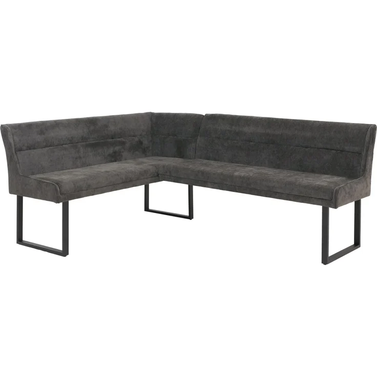 Eckbank HWC-O81, Esszimmerbank Bank, Öko-Tex (310g/m²) Chenille Stoff/Textil Metall 159x210cm ~ dunkelgrau – Bild 7