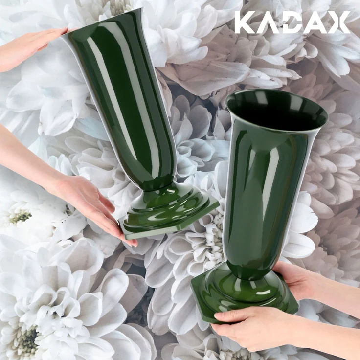 KADAX Vase, Fläschchen, Blumen, Grabstein, Friedhof, Grabstein, Einsatzsockel, Grün, 37 cm – Bild 7