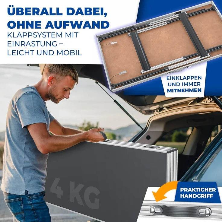 KESSER® Multifunktionstisch Profi 3- teilig, 100 x 60 cm, Tapeziertisch 30kg Tragkraft je Tisch Mit Ausziehfunktion Klapptisch Flohmarktisch Beistelltisch Mehrzwecktisch Campingtisch höhenverstellbar Anthrazit – Bild 5