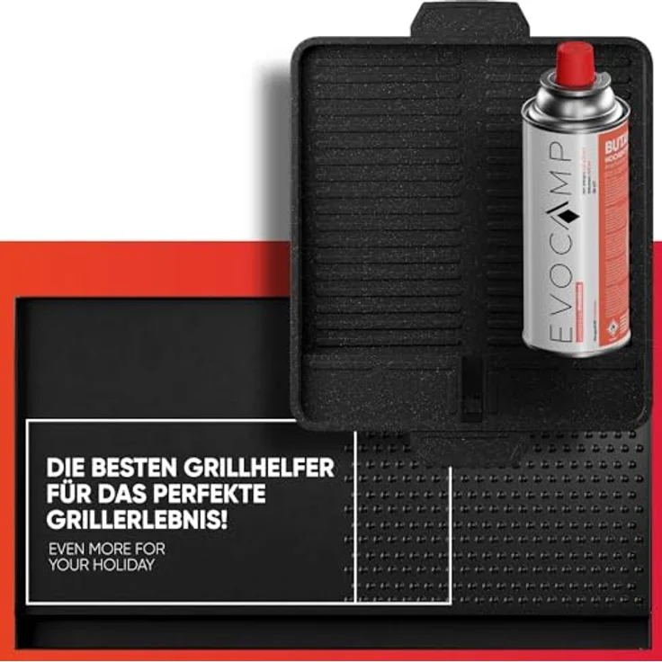 Grillplatte Aufsatz für Gaskocher eckig 37x26 cm, antihaftbeschichtete Grillpfanne für Campingkocher, Grillmatte BBQ, Camping und Gasgrill, Campingkocher Zubehör, Grillschale – Bild 9