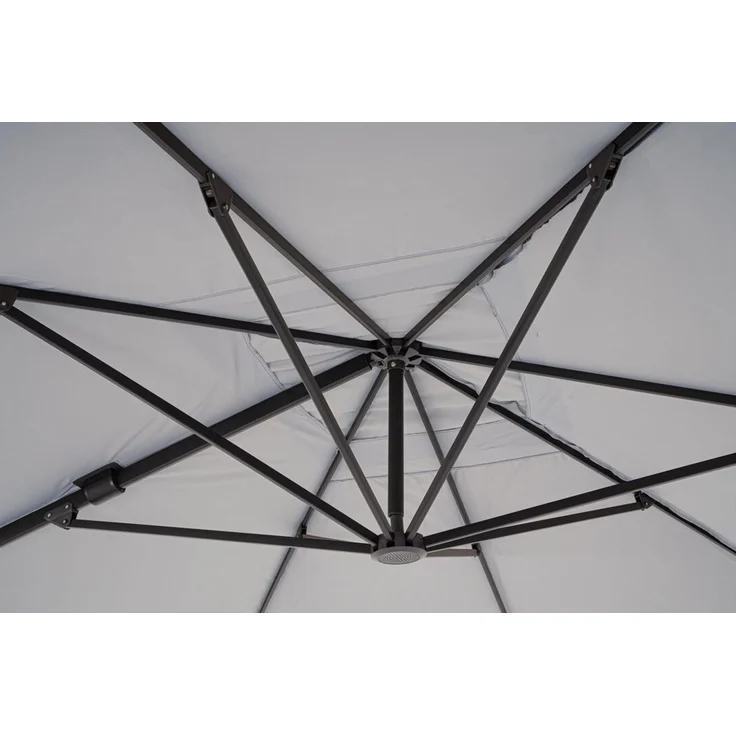 Sonnenschirm Gava aus Aluminium, quadratisch 3x3 m, hellgrau, 360° schwenkbar, mit Hülle – Bild 9