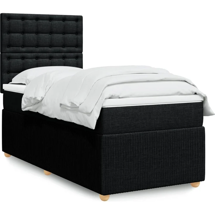 vidaXL Boxspringbett mit Matratze Schwarz 100x200 cm Stoff 3294283 – Bild 1