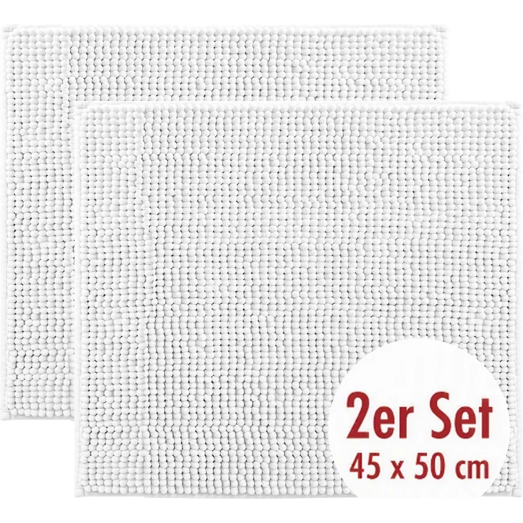 OTTO home Badematte Vanessa Chenille, Standard & Premium, 15mm oder 20mm, auch als 2er Set, rutschhemmend beschichtet, schnell trocknend, strapazierfähig, fußbodenheizungsgeeignet, Polyester, rechteckig, 2-tlg. 45 cm x 50 cm, Uni Farben, besonders weic... – Bild 1
