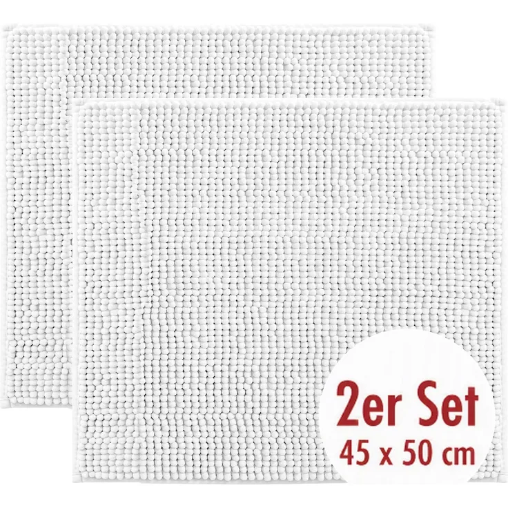 OTTO home Badematte Vanessa Chenille, Standard & Premium, 15mm oder 20mm, auch als 2er Set, rutschhemmend beschichtet, schnell trocknend, strapazierfähig, fußbodenheizungsgeeignet, Polyester, rechteckig, 2-tlg. 45 cm x 50 cm, Uni Farben, besonders weic...