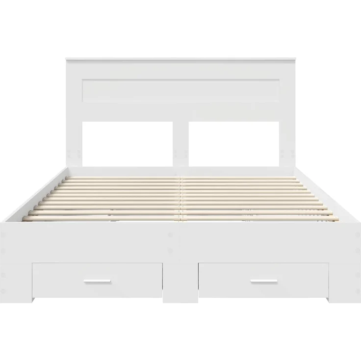 vidaXL Bettrahmen mit Kopfteil Weiß 160 x 200 cm Holzwerkstoff 3409966 – Bild 7