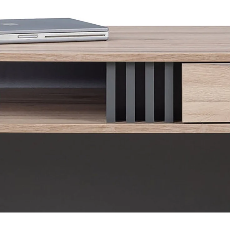 Lomadox Schreibtisch ANTIGUA-133, Eiche mit Anthrazit, 1 Fach, 1 Schublade, 120 cm breit – Bild 3