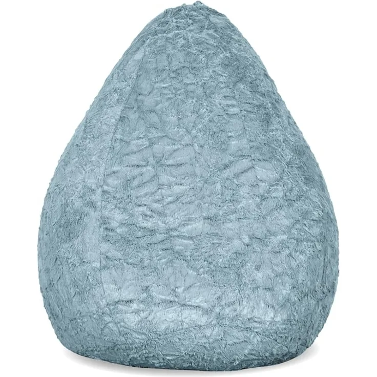 Lumaland 'Luxury Fluffy' Sitzsack, Webplüsch, Pastell Blau, 60 x 45 cm, 120 l