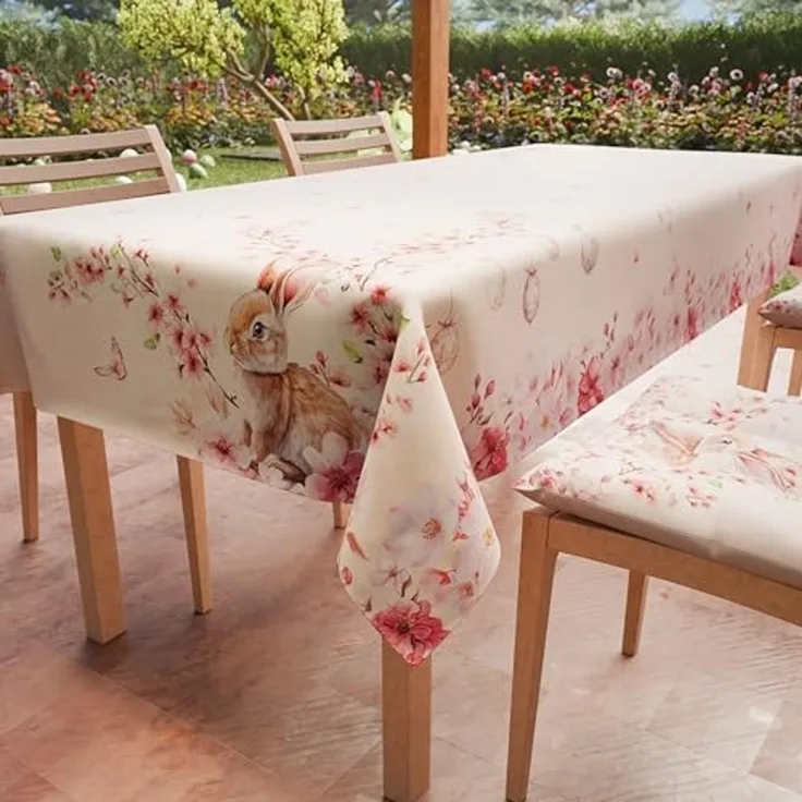 Petti Artigiani Italiani - Tischdecke für Ostern, schmutzabweisend, quadratisch, für die Küche, Motiv Kirschen, X4 Plätze (140x140 cm), 100% Made in Italy