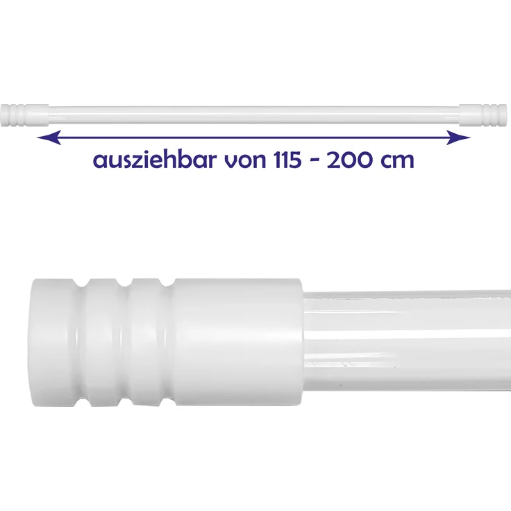 Gardinenstange "Modern" ausziehbar 115 bis 200 cm, Durchmesser 16mm/19mm - Edelstahl - Stil-Garnitur, 1-Lauf Metall Stange – Bild 4