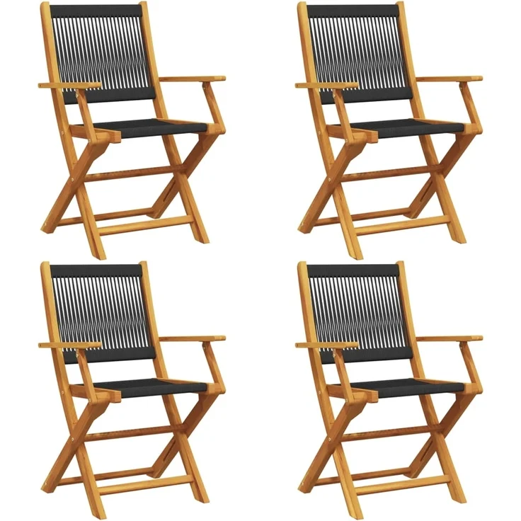 vidaXL Gartenstühle 4 Stk. Klappbar Schwarz Massivholz Akazie 3214565 – Bild 1