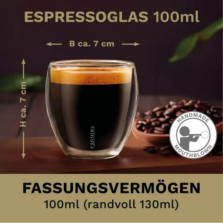 Creano Teeglas Espressoglas 2er-Set “hoch” 100ml, 2-tlg, Borosilikatglas, 2 Gläser – Bild 4