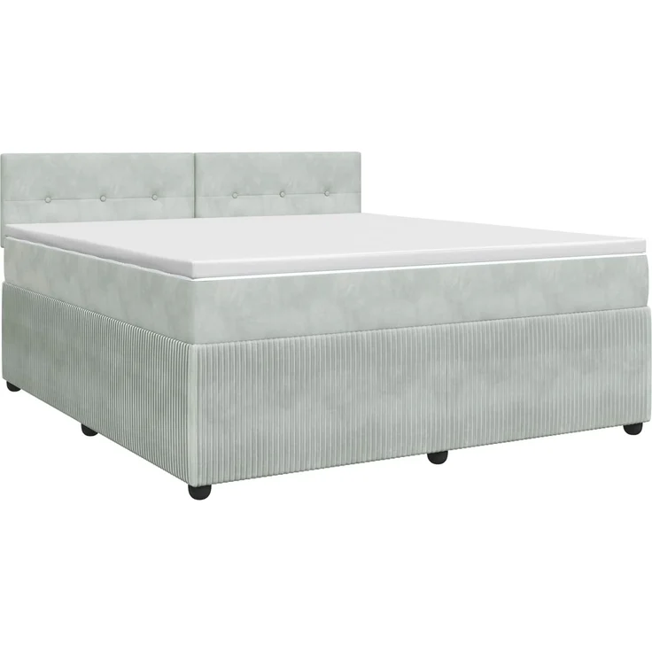 vidaXL Boxspringbett mit Matratze Hellgrau 140 x 200 cm Samt 3451691 – Bild 2