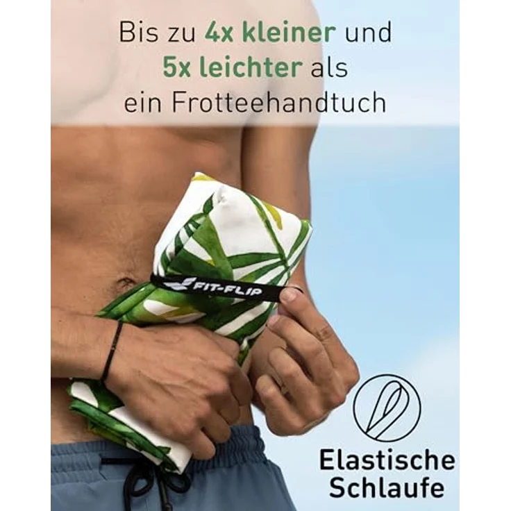 Fit-Flip Strandtuch XXL, Mikrofaser, leicht und schnelltrocknend, 100% recycelte Materialien, Tropic Leaves, 160x90cm – Bild 5