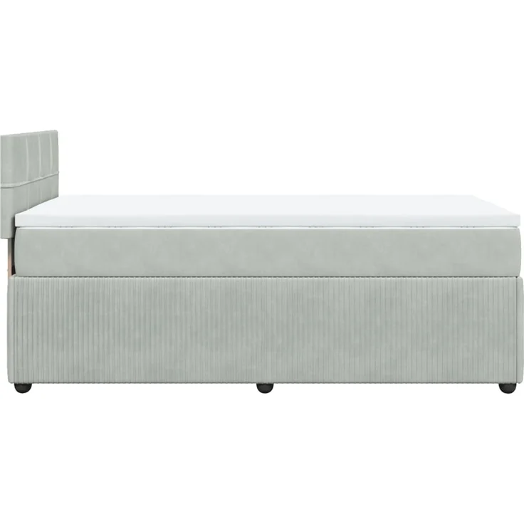 vidaXL Boxspringbett mit Matratze Hellgrau 80x200 cm Samt 3287590 – Bild 9
