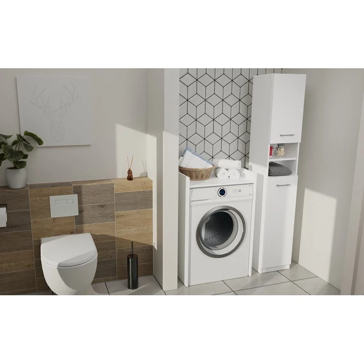 ibonto WASCHMASCHINENUMBAUSCHRANK MATTWEISS 64x97,5x50 cm (H 97.5 x T 50 x B 64 cm) – Bild 5