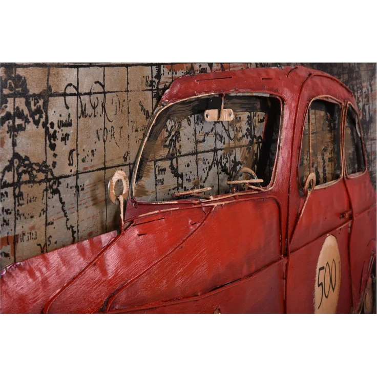 Interia Home & Living Wandbild Wanddekoration 3D Metallbild rotes Auto 100 x 80 cm – Bild 2