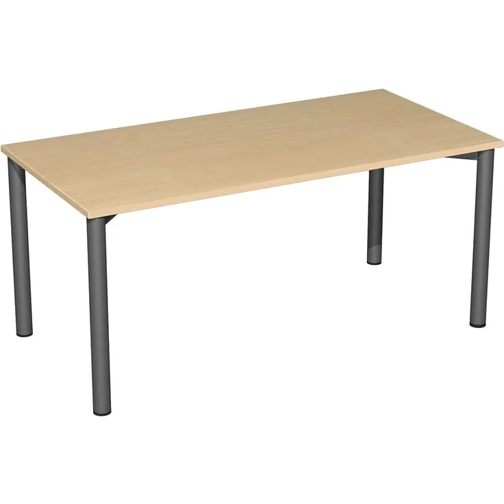 Konferenztisch Rundfuß, 160x80cm, Buche Anthrazit