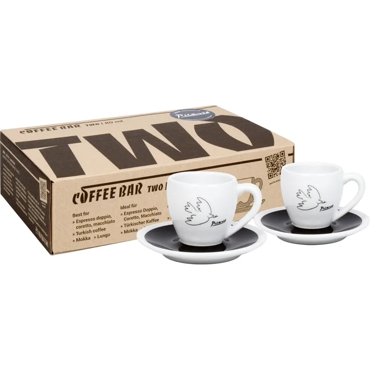 KÖNITZ 2er Set Coffee Bar TWO Picasso Espressotasse mit Untertasse 80 ml im Geschenkkarton