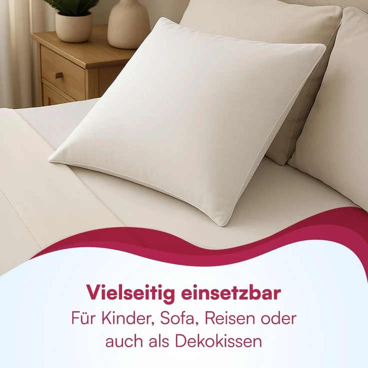 Clinotest Kopfkissen Polykissen Glatt, Füllung: 120g, Bezug: Polyester, Für jede Schlafposition, 95°C waschbar & trocknergeeignet, bewährte Qualität aus Hotellerie – Bild 6