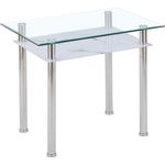 HOOZ Esstisch Esstisch Glas 90x60x75 cm – Glastisch Marmoroptik Weiß & Chromgestell