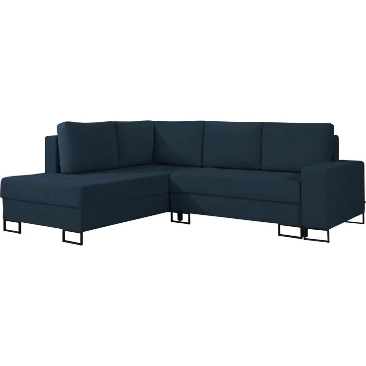 Selsey 'Larelle' Ecksofa mit Schlaffunktion & Bettkasten, Chenille, Ottomane links, Dunkelblau