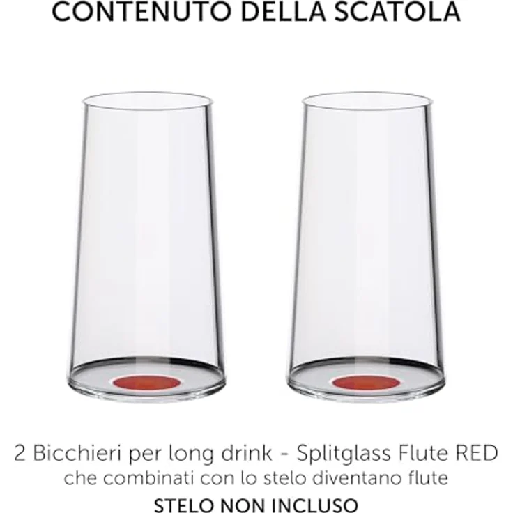 Trebonn SplitGlass Longdrink- / Sekt-Glas Rot 2er-Set – Bild 3