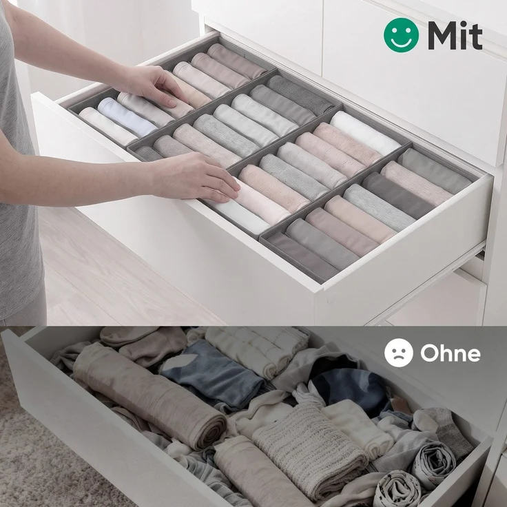 Sekey Aufbewahrungsbox Schubladen Organizer aus Vliesstoff Faltbare Aufbewahrungsboxen mit Fächer für MALM(32 Fächer) – Bild 4