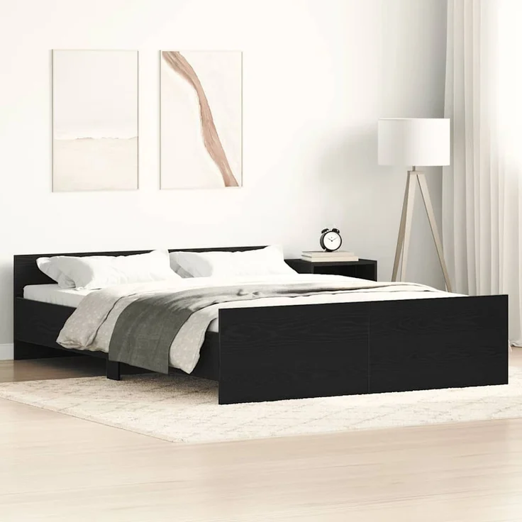 vidaXL Bettgestell ohne Matratze Schwarz Eichen-Optik 120x200 cm 3329318 – Bild 1