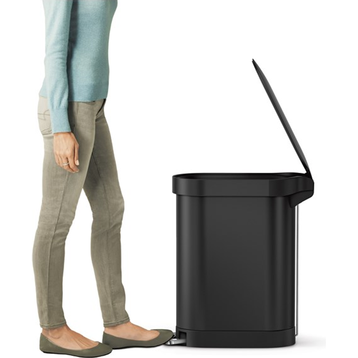 Simplehuman 45L schlanker Pedalbehälter, schwarz – Bild 2