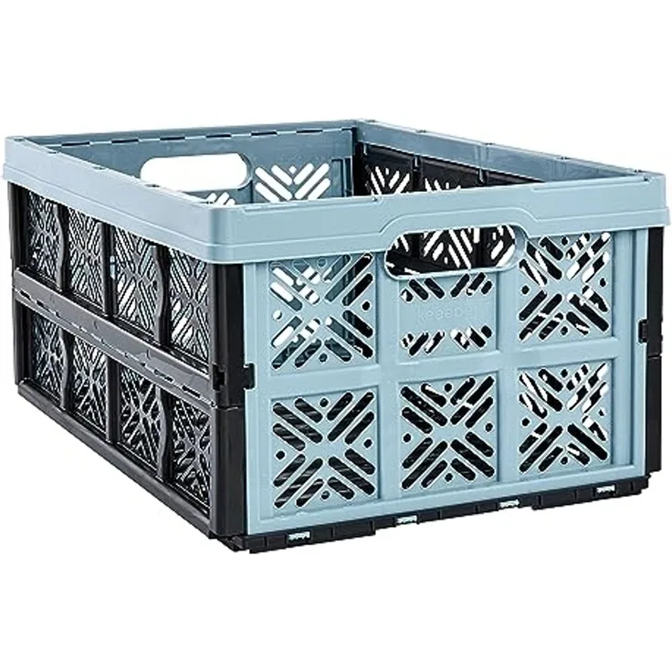 keeeper Stabile Klappbox Ida, Stabiler Kunststoff (PP), 48 x 35 x 23 cm, 32 l, Nordic Blue