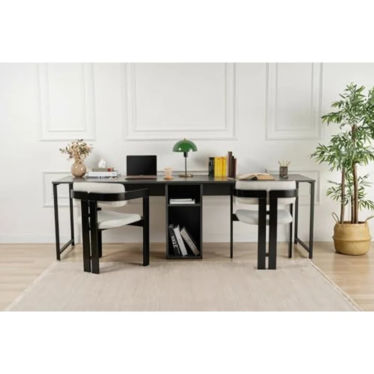 Dmora Schreibtisch Caprioli 240 x 60 x 74 cm Schwarz, EIN Regal, Fach – Bild 5