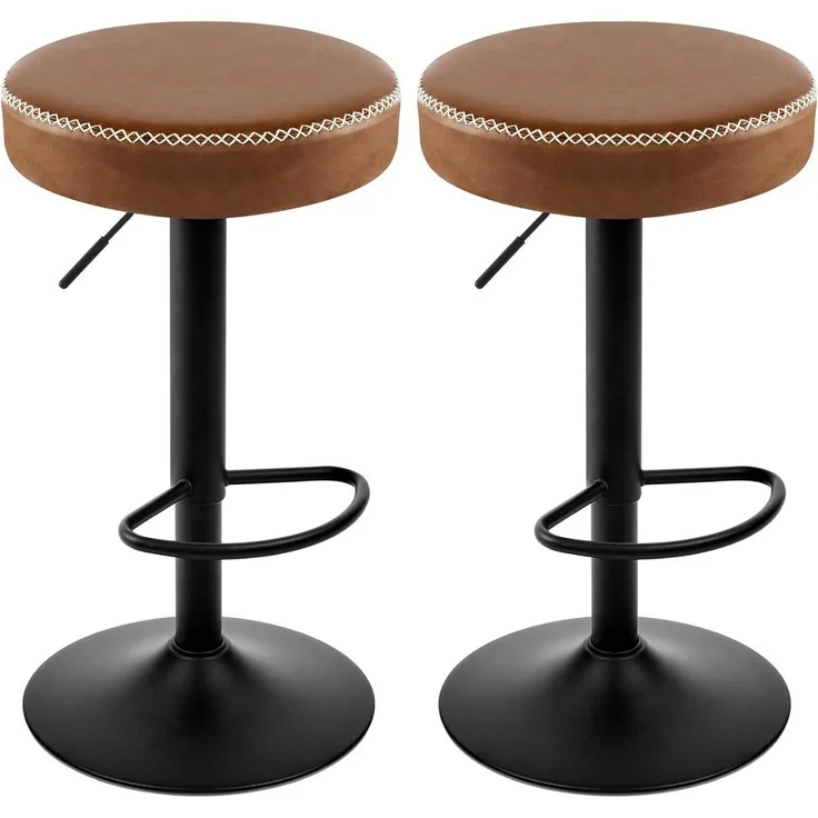 EUGAD Barhocker (2 St), drehbar, höhenverstellbar, Metallgesetll, Vintage-Kunstleder