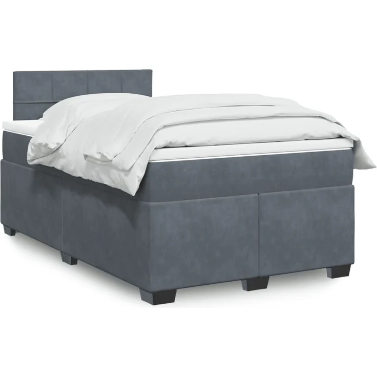 vidaXL Boxspringbett mit Matratze Dunkelgrau 120x200 cm Samt 3286283 – Bild 1