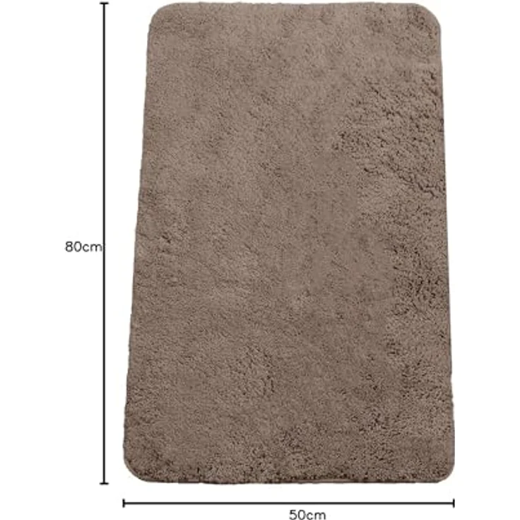 Brandsseller Badezimmerteppich 50x80 cm Badvorleger Badematte Badteppich rechteckig Chenille rutschfest saugstark maschinenwaschbar - Taupe – Bild 3