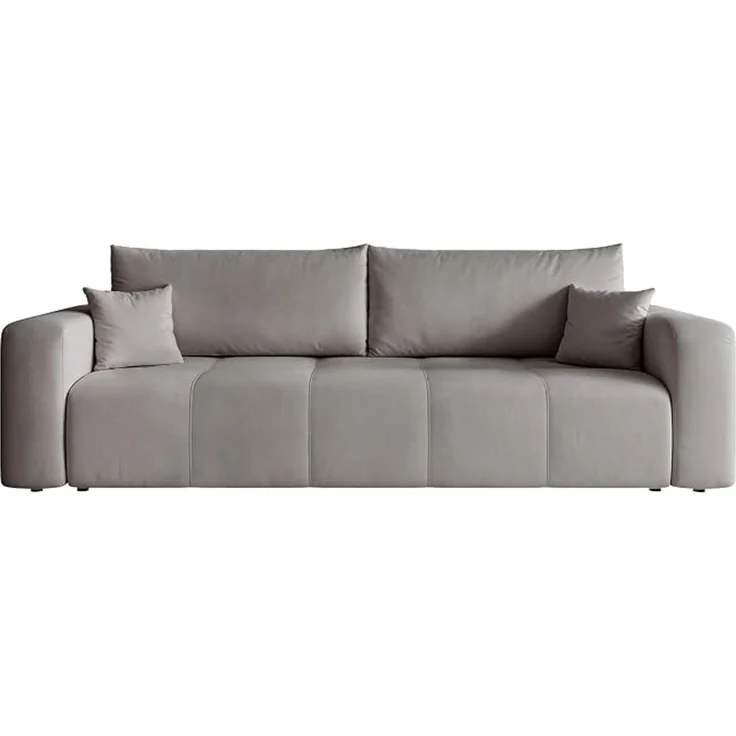 Schlafsofa aus Massivholz & MDF mit Schlaffunktion (125 x 200 cm) und Stauraum; Ziernähte auf der Sitzfläche; 93 x 244 cm – Bild 1