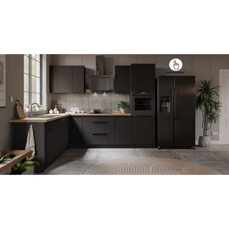 Winkelküche ARIA K-BL ECKE 2 - 250 x 270 cm Anti Fingerprint Küchenzeile Küchenblock Singleküche Einbauküche Küche Eckküche – Bild 3