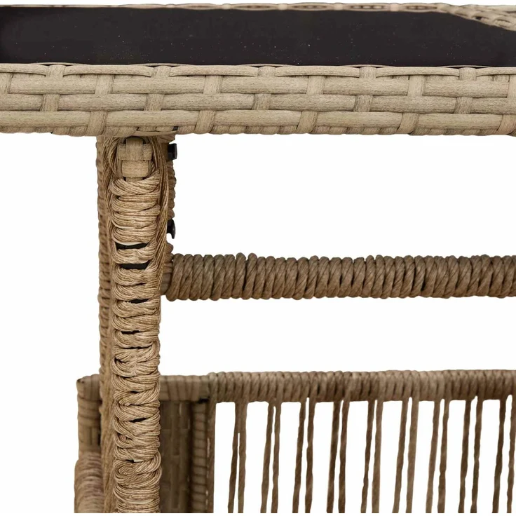 vidaXL Gartentisch Beige 100 x 55 x 37 cm PE Rattan und Glas 42035138 – Bild 8