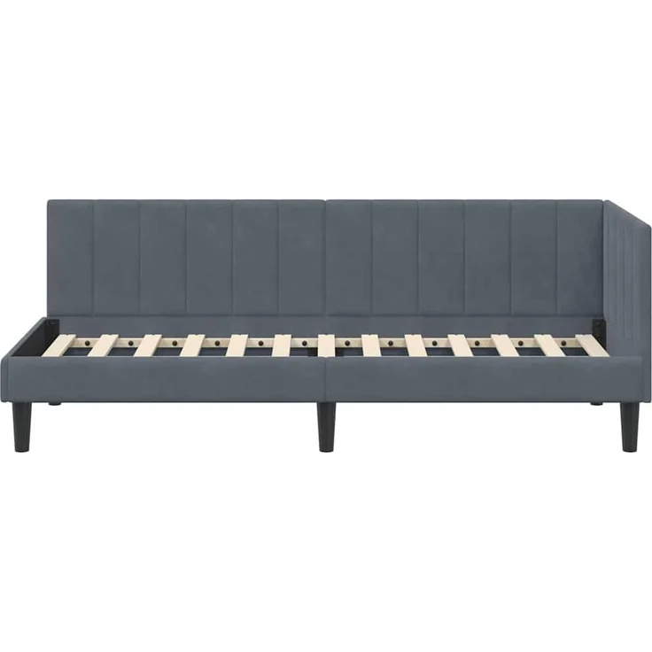vidaXL Eckbettgestell mit Kopfteil Dunkelgrau 80 cm x 200 cm Samt 42016329 – Bild 4