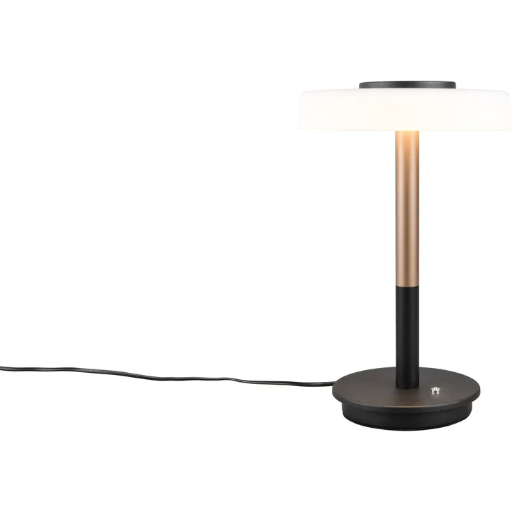 TRIO CELESTE Tischleuchte, 22x33 cm, braun, mit Sensordimmer und mattem Glasschirm, energiesparend mit LED Technologie