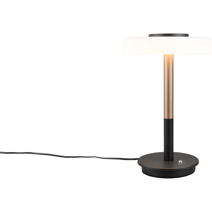 TRIO CELESTE Tischleuchte, 22x33 cm, braun, mit Sensordimmer und mattem Glasschirm, energiesparend mit LED Technologie